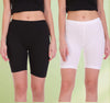 T.T. Women Cotton SpandexMultipurpose Short Pack Of 2 White-Black