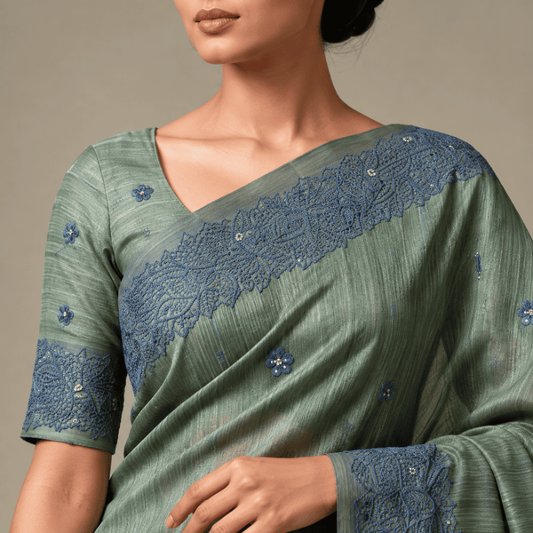 Cotton Silk Saree with Floral Designs