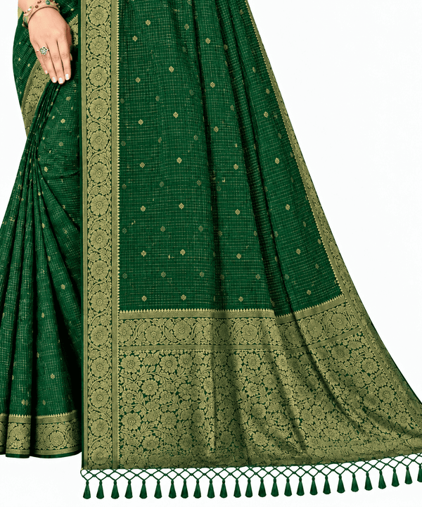 Golden Checks Cotton Saree