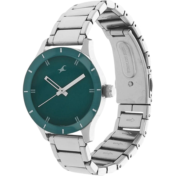 Quartz Analog Blue Dial Stainless Steel Strap Watch for Girls