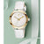 Quartz Analog Silver Dial Leather Strap Watch for Girls np6078sl02