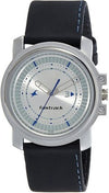 Quartz Analog Silver Dial Leather Strap Watch for Men