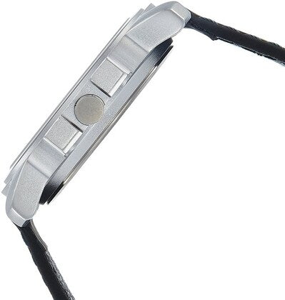 Quartz Analog Silver Dial Leather Strap Watch for Men