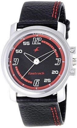 Quartz Analog Black Dial Leather Strap Watch for Guys