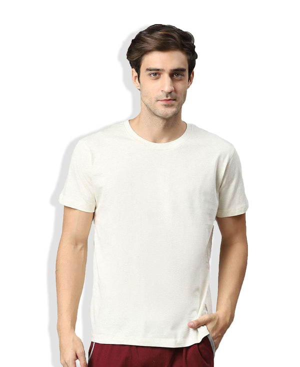 T.T. Men’S Organic Cotton T-Shirt|Melange Slim Fit Tees For Men | Round Neck|Regular Fit|Anti-Bacterial & Lightweight | Ideal For Gym/Sports Activities|White