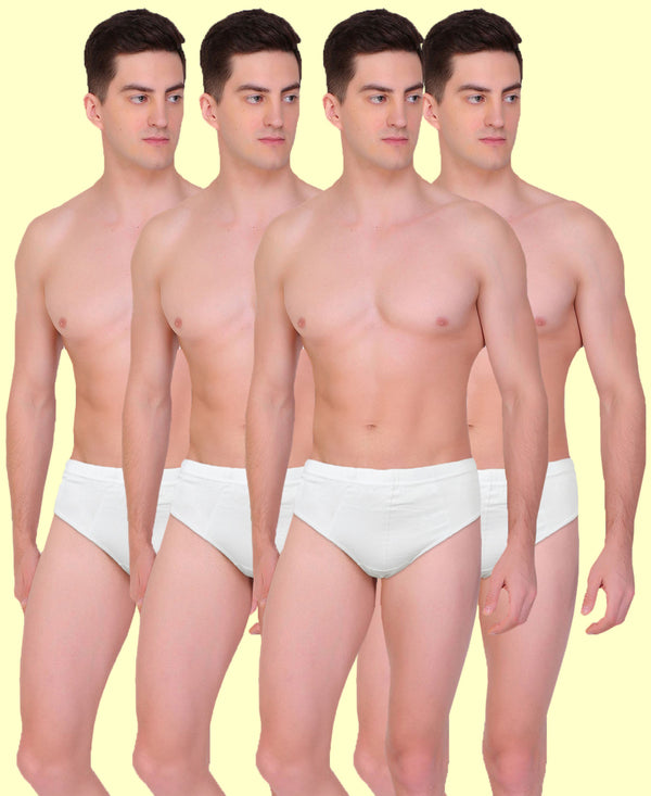 T.T. Men|21St Centy |Anti Odor Brief|Soft Inner Elastic|Moisture Wicking|Solid Snug Fit Innerwear For Men|Pure Cotton|Pack Of 4|White