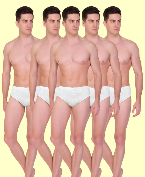 T.T. Men|21St Centy |Anti Odor Brief|Soft Inner Elastic|Moisture Wicking|Solid Snug Fit Innerwear For Men|Pure Cotton|Pack Of 5|White