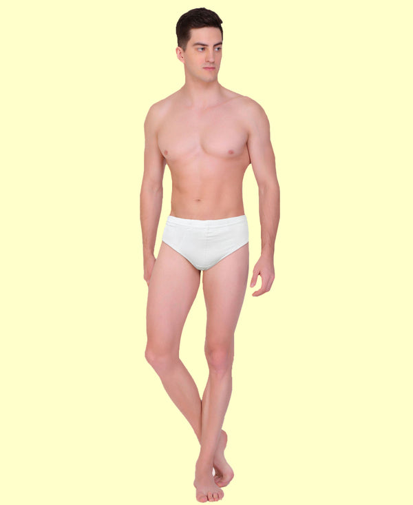 T.T. Men|21St Centy |Anti Odor Brief|Soft Inner Elastic|Moisture Wicking|Solid Snug Fit Innerwear For Men|Pure Cotton|Pack Of 4|White