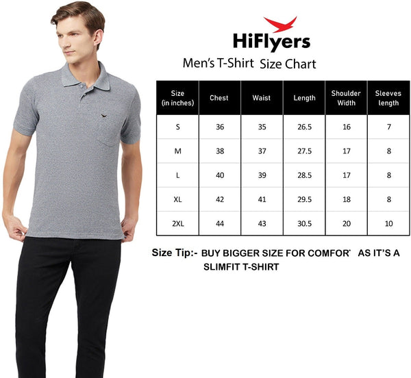 HiFlyers Men'S Solid Tshirts With Pocket Black