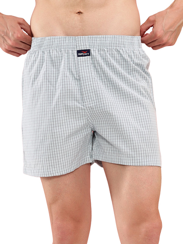 HiFlyers Men Regular Fit Checked Super Combed Cotton Woven Boxer Short Pack Of 1 Blue