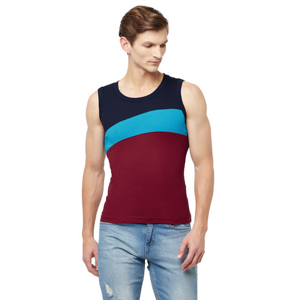 T.T. Men Designer Gym VestPack Of 3 Black-Red-Grey-Red-Navy-Grey