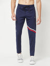 HiFlyers Mens Navy Regular Fit Cut & Sew Sports Trackpant( 4 Way Strachable)