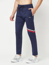 HiFlyers Mens Navy Regular Fit Cut & Sew Sports Trackpant( 4 Way Strachable)