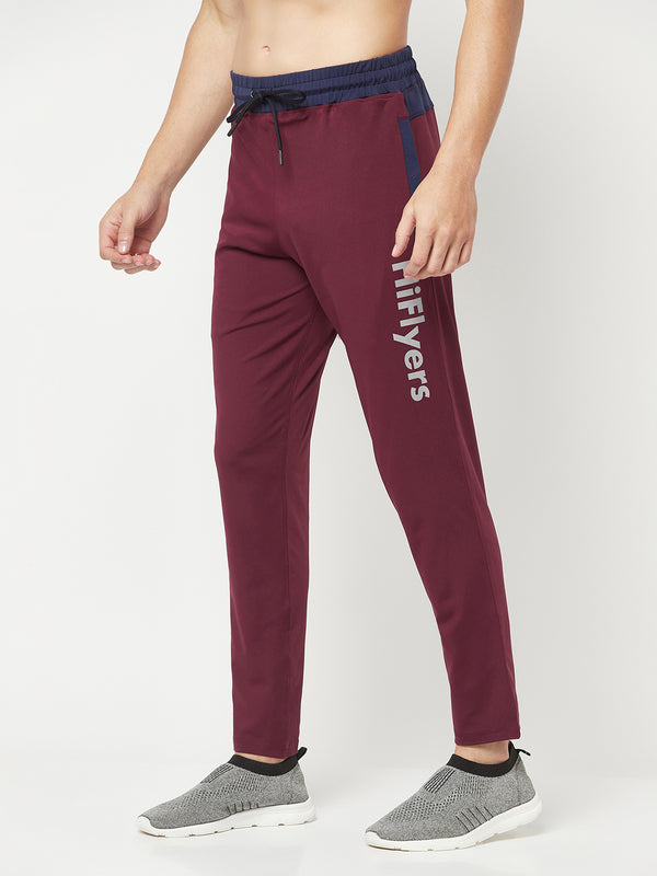 HiFlyers Mens Wine Regular Fit Cut & Sew Sports Trackpant( 4 Way Strachable)