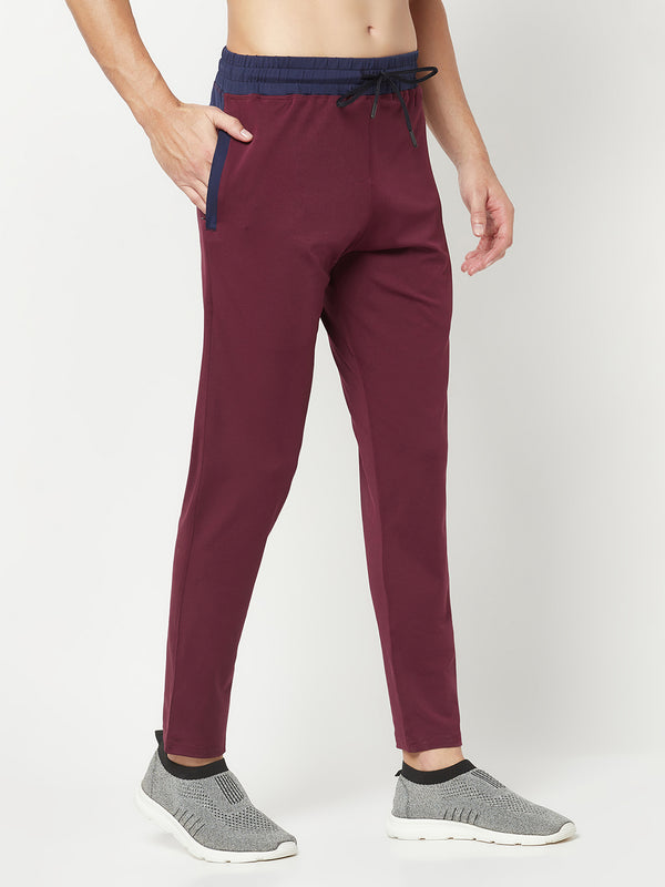 HiFlyers Mens Wine Regular Fit Cut & Sew Sports Trackpant( 4 Way Strachable)