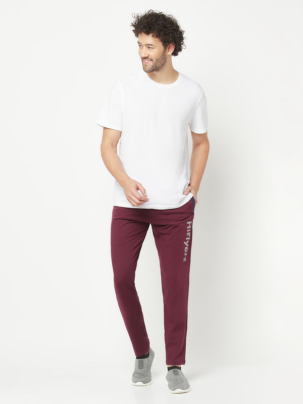 HiFlyers Mens Wine Regular Fit Cut & Sew Sports Trackpant( 4 Way Strachable)