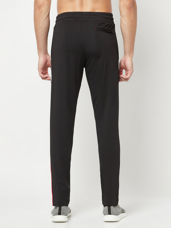 HiFlyers Mens Black Regular Fit Cut & Sew Sports Trackpant( 4 Way Strachable)