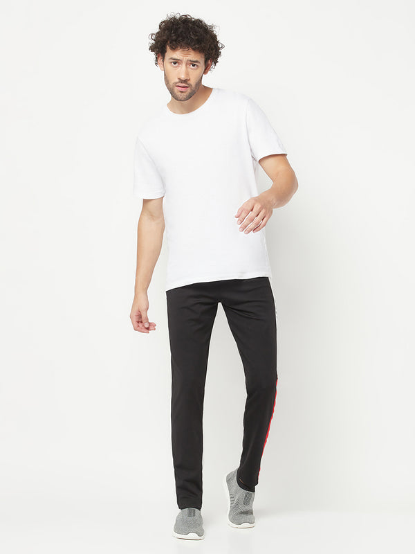 HiFlyers Mens Black Regular Fit Cut & Sew Sports Trackpant( 4 Way Strachable)