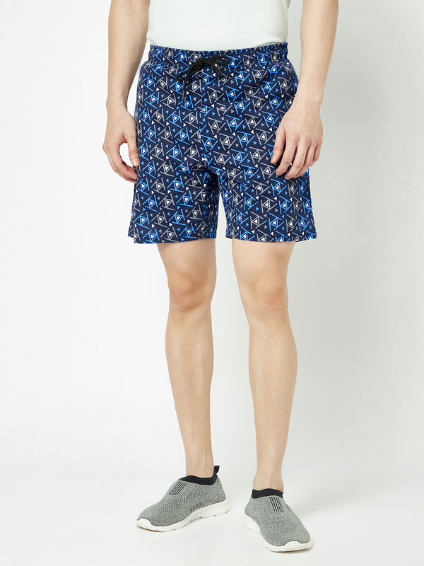 T.T. Mens Cotton Blend Regular FitPrinted Bermuda Shorts With Zipper Pack Of 2Green-Navy