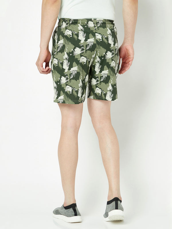 T.T. Mens Cotton Blend Regular FitPrinted Bermuda Shorts With Zipper Pack Of 2Green-Grey