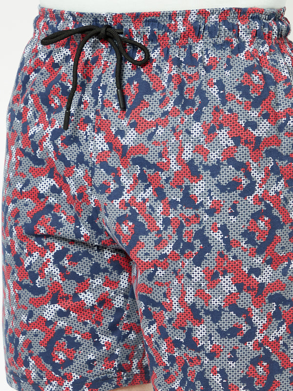 T.T. Mens Cotton Blend Regular FitPrinted Bermuda Shorts With Zipper Pack Of 2Green-Grey