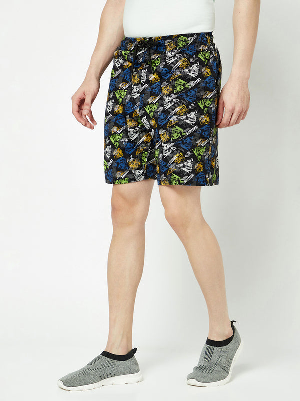 T.T. Men Cool Printed Bermuda Shorts With Zipper Pack Of 2Green-Navy