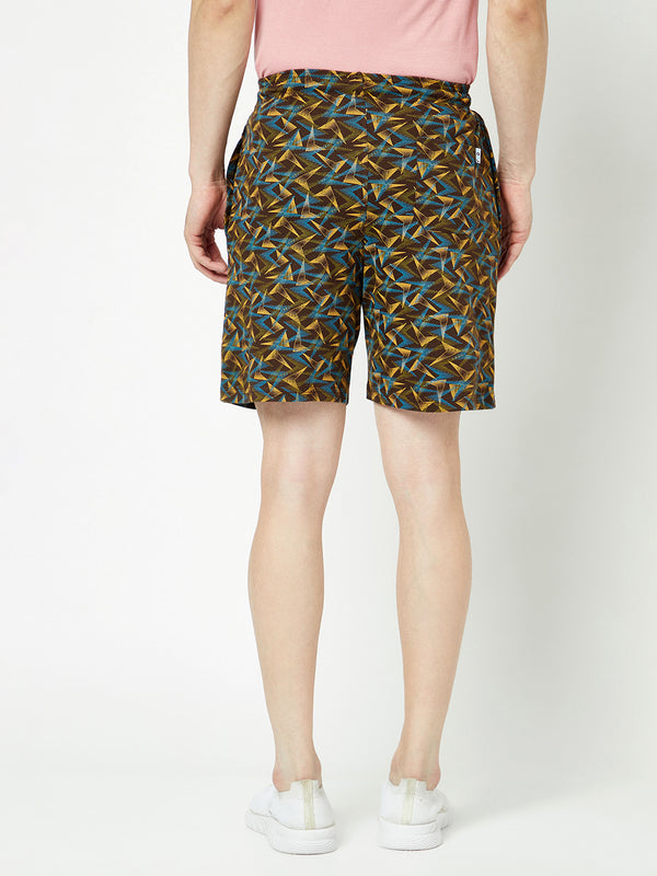 T.T. Men Cool Printed Bermuda Shorts With Zipper Pack Of 2Brown-Green