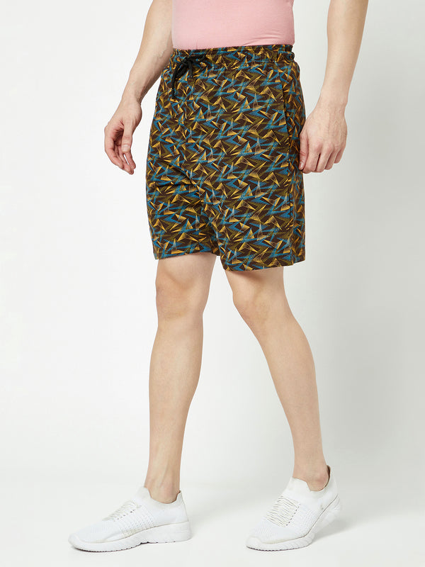 T.T. Men Cool Printed Bermuda Shorts With Zipper Pack Of 2Brown-Green