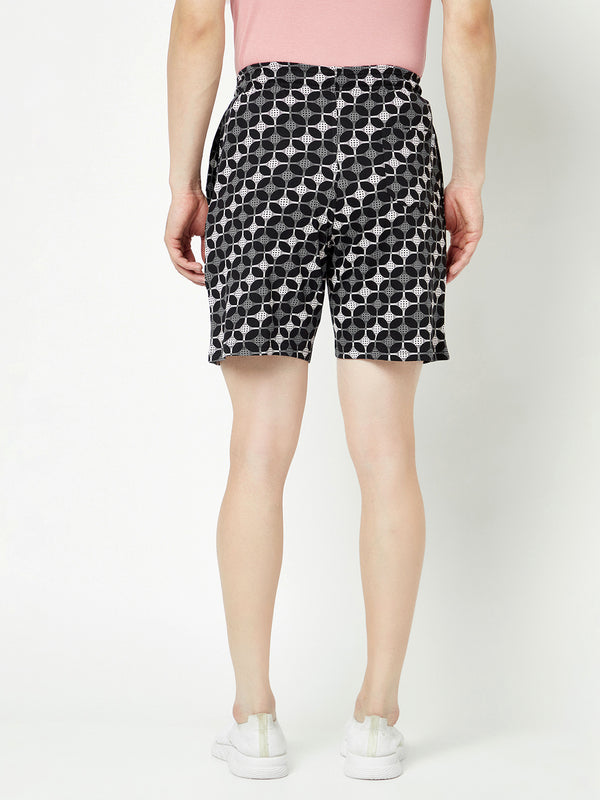 T.T. Men Cool Printed Bermuda Shorts With Zipper Pack Of 2Black-Navy