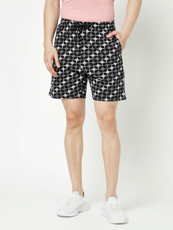 T.T. Men Cool Printed Bermuda Shorts With Zipper Pack Of 2Black-Maroon