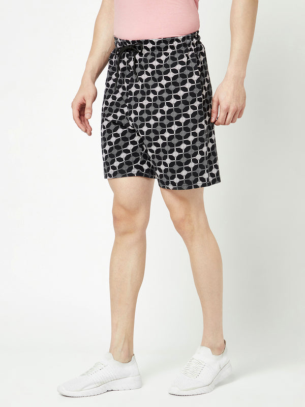 T.T. Men Cool Printed Bermuda Shorts With Zipper Pack Of 2Black-Green