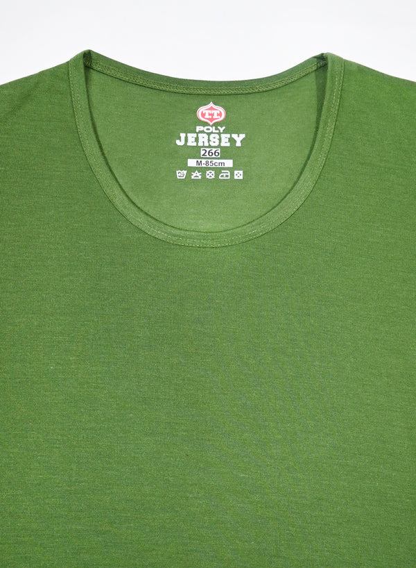 T.T. Women Solid Regular Fit Poly Round Neck Tshirts -Olive