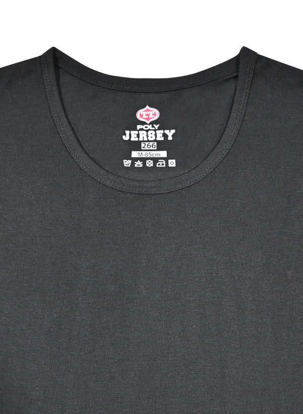 T.T. Women Solid Regular Fit Poly Round Neck Tshirts -Black