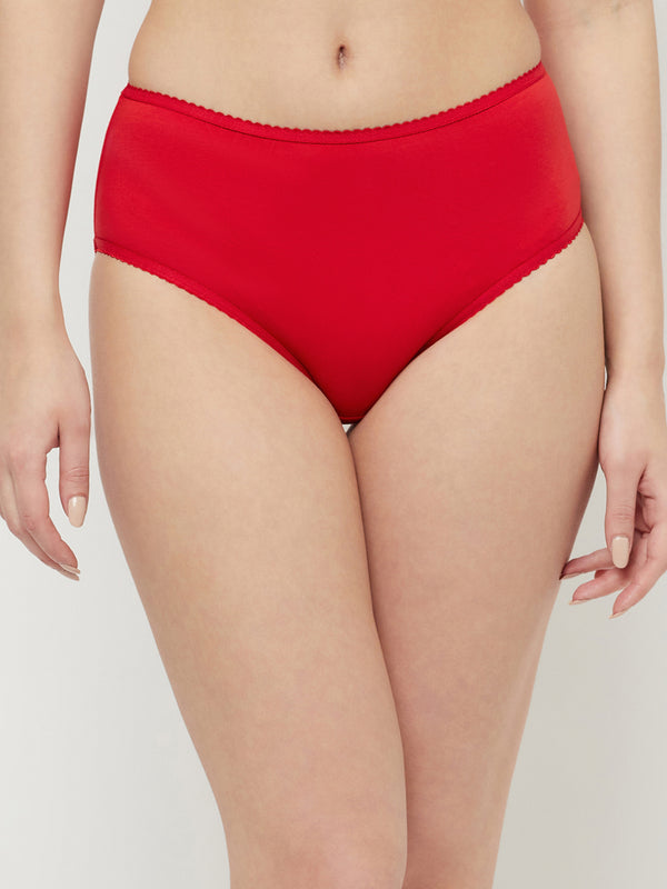 T.T. Women Desire Plain Cotton Spandax Panty Pack Of 3 Skin-Black-Red