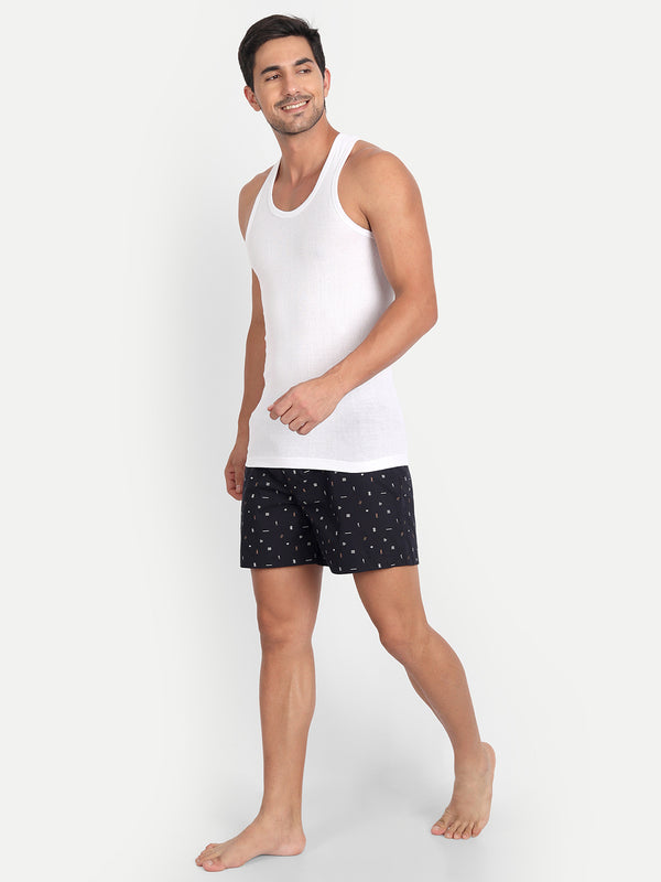 HiFlyers Black Printed Cotton Premium Boxer Shorts