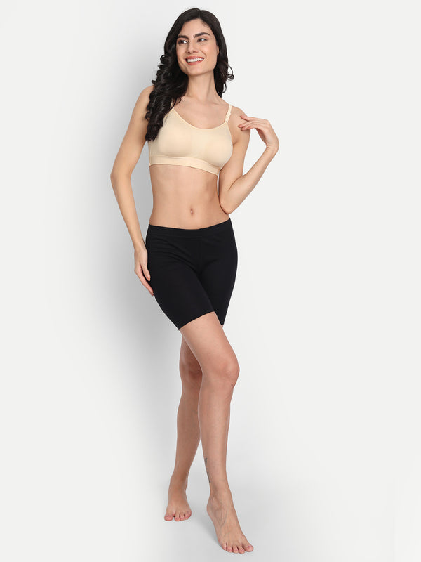 T.T. Women Moulded Solid Skin Coloured Sports Bra