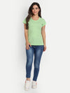 T.T. Women Green Solid Round Neck Pure Cotton T-Shirt