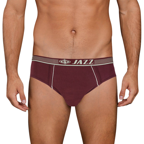 T.T. Jazz Men Maroon Solid Briefs