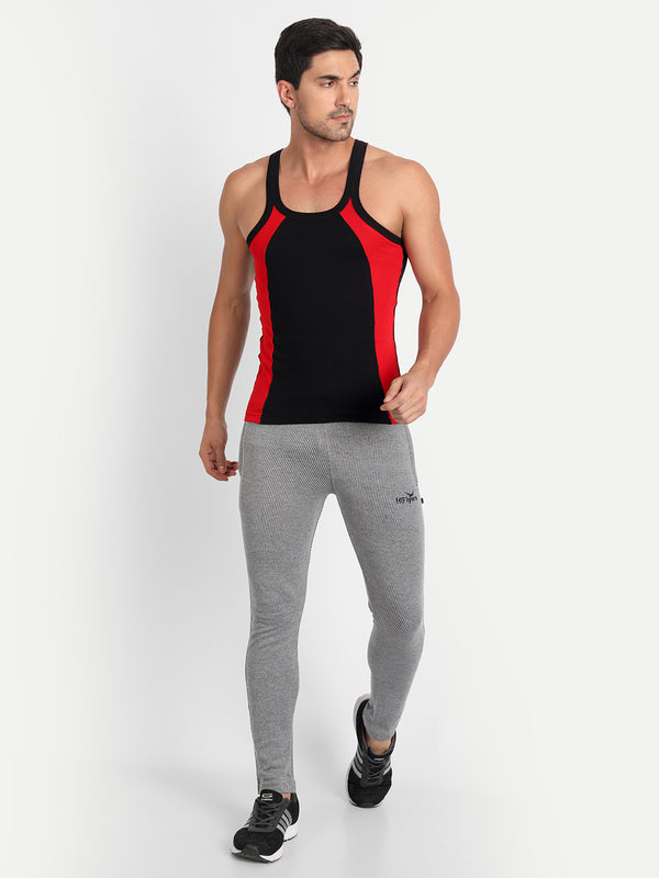 HiFlyers Men Slimfit Self Design Trackpant Grey Melange