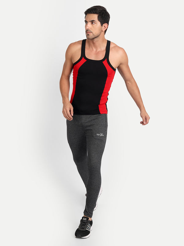 HiFlyers Men Slimfit Self Design Trackpant Anthra Melange