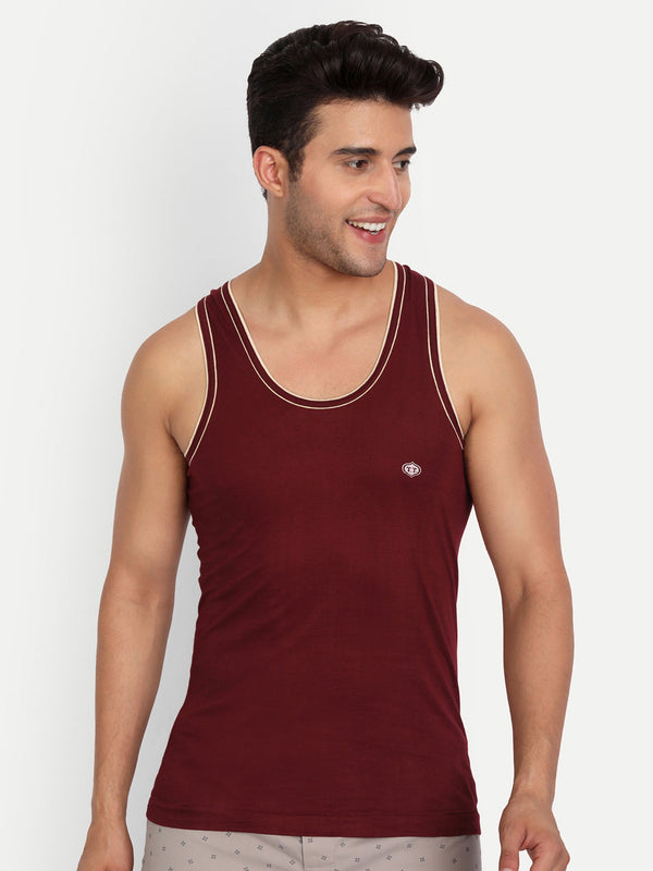 T.T. Men Captain Pack Of 3 Solid Dyed Vest Assorted