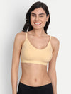 T.T. Women Skin -Coloured Double Cup Solid Sports Bra