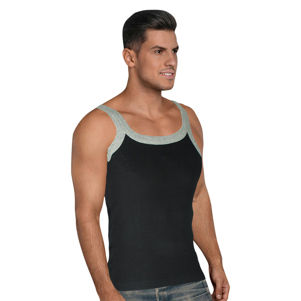 T.T. Men Solid Gym Vest Black