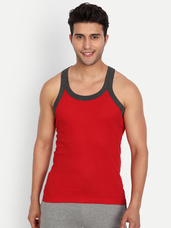 T.T. Men Solid Pack Of 5 Gym Vest Assorted