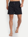 HiFlyers Black Printed Cotton Premium Boxer Shorts