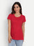 T.T. Women Red Solid Round Neck T-Shirt