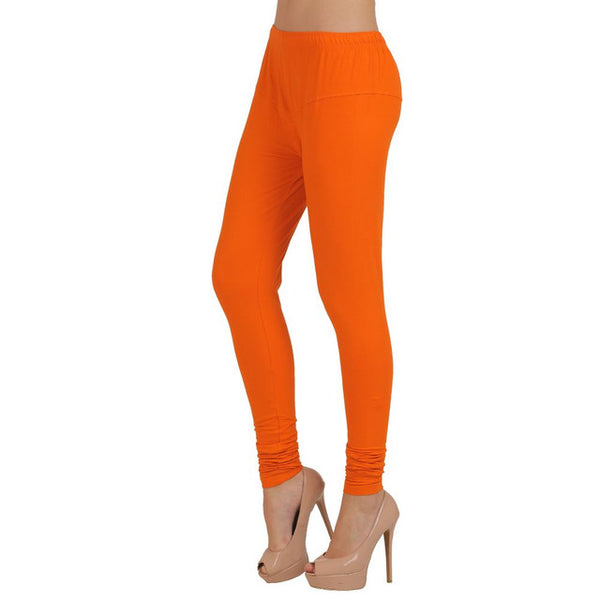 Women Brown-Black-Orange Churidar Leggings