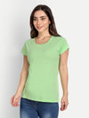 T.T. Women Green Solid Round Neck Pure Cotton T-Shirt