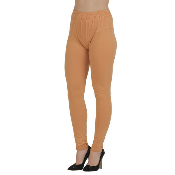 Women Brown-Black-Orange Churidar Leggings