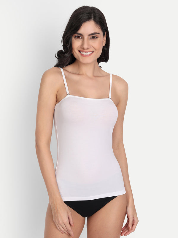 T.T. Women Desire White Solid Tailored-Fit Spaghetti Top